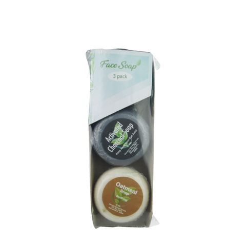 Face Soap BCO Variety Pack 2oz (3 Pieces) African Black Soap Activated Charcoal Soap Oatmeal Soap